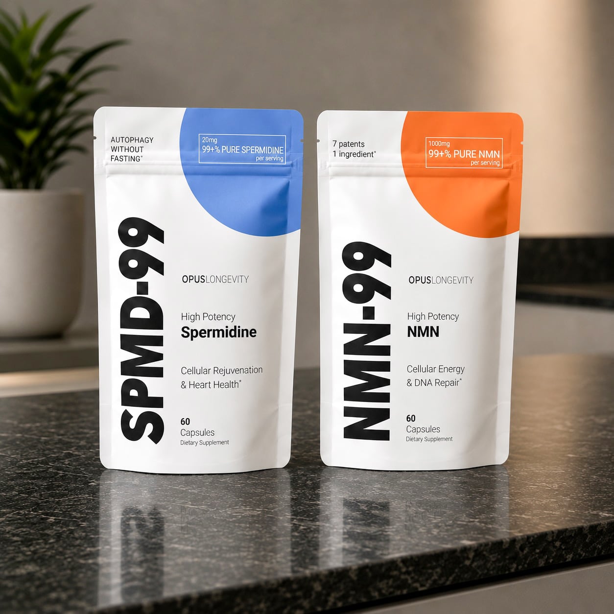 NMN-99 and SPMD-99 photographed together in their new packaging